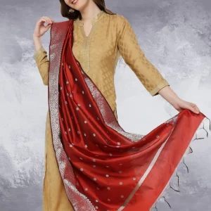 Banarasi Silk Dupatta with Silver Border