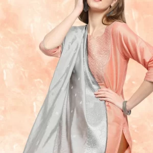 Banarasi Silk Dupatta with Silver Border