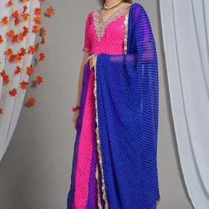 Leheriya Printed Georgette Dupatta in Royal Blue