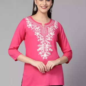 Pink Kashmiri Short Kurti