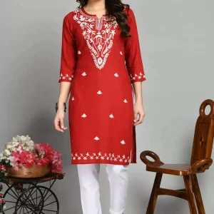 Red Kashmiri Embroidered Kurti