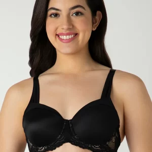 BLACK Glam Lace Padded Wired Balconette Bra