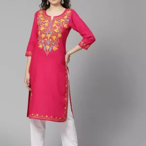 Pink Kashmiri Chinarkari Kurti