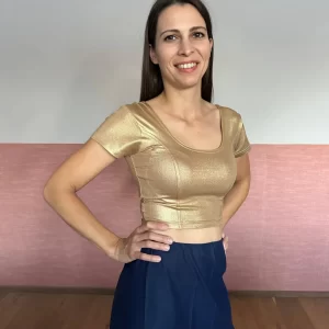 Metallic Short Sleeve Saree Blouse – Stretchy Choli for Women | Readymade Blouse for Sari & Lehenga