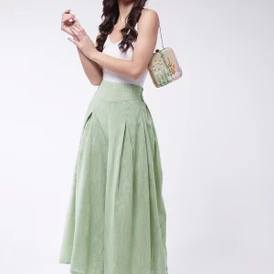 Green Smart Casual Handloom Palazzo