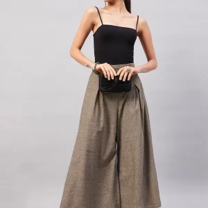 Smart Casual Brown Handloom Palazzo