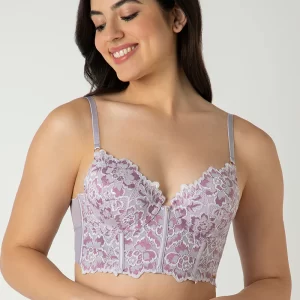 THISTLE Femme Lace Padded Non-Wired Longline Bra