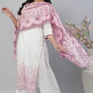 Purple Cotton Mulmul Printed Stole