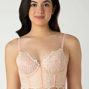 Femme Lace Padded Non-Wired Longline Bra
