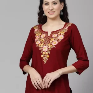 Israa Maroon Short Kurti