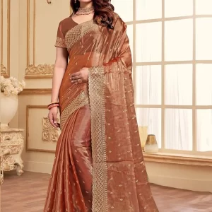 Zari Embroidered Sequins Saree Festive Wear