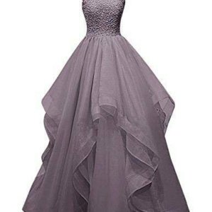 Net Wedding Maxi Dress for Women (Grey)