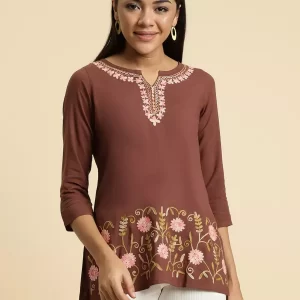 Hiba Brown Short Kurti