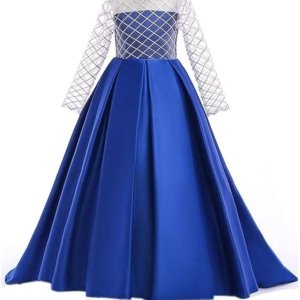 Net Wedding Maxi Dress for Women (Royal blue-002)
