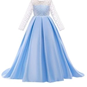 Net Wedding Maxi Dress for Women (Sky blue-002)