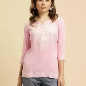 Light Pink Kashmiri Short Kurti