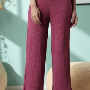 Pink Solid Straight Fit Palazzo With Elasticated Waistband