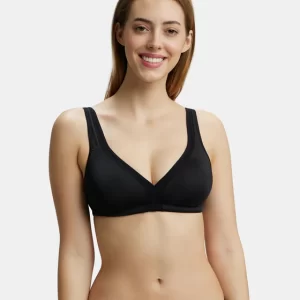 Black Soft Touch Microfiber Elastane Stretch Full Coverage Everyday Bra