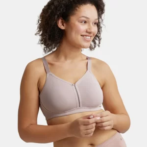 Mocha Combed Cotton Elastane Stretch Full Coverage Minimizer Bra
