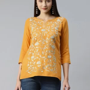 Jannat Kashmiri Mustard Yellow Kurti