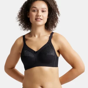 Black Wire free Non Padded Super Combed Full Coverage Plus Size Bra with Lace Styling