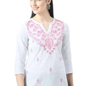 White Chikankari Short Kurti