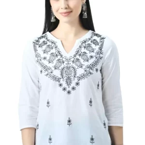 White Chikankari Short Kurti