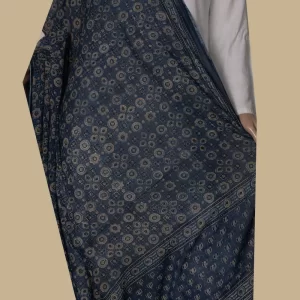 Indigo with Pattern Ajrak Mul Cotton Dupatta