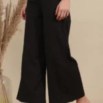 Schiffli Embroidered Pure Cotton Flared Palazzo Pants