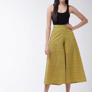 Yellow Printed Kalamkari Handloom Palazzo