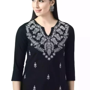 Black Chikankari Short Kurti