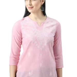 Pink Chikankari Short Kurti