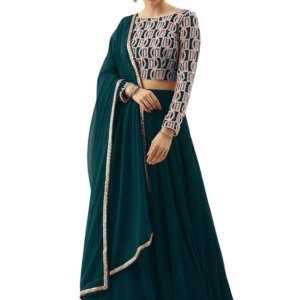 Women's Sequins Embroidered Georgette Semi-Stitched Lehenga Choli With Dupatta