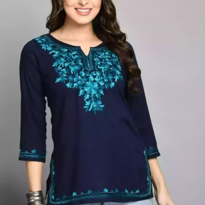 Blue Kashmiri Short Kurti
