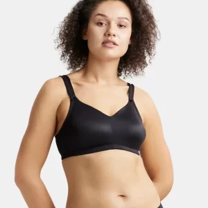 Non Padded Soft Touch Microfiber Elastane Stretch Full Coverage Minimizer Bra with Broad Cushioned Fabric Strap