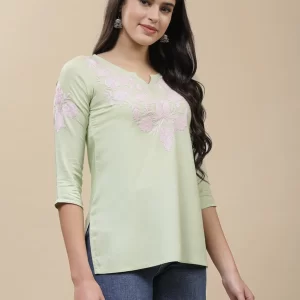 Heer Kashmiri Pastel Green Kurti
