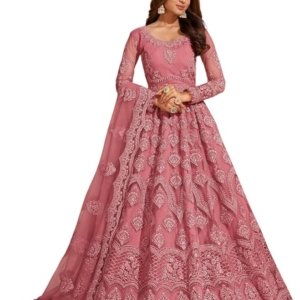 Net Embroidered Semi-Stitched Gown