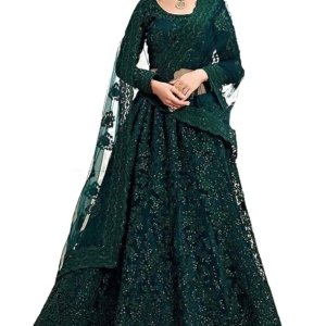 Women's Silk Semi-Stitched Lehenga Choli Set(Green)