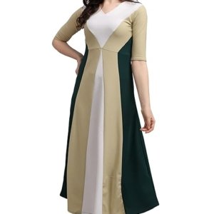 Women's Corduroy Empire Waist Maxi Cocktail Dress (Green)