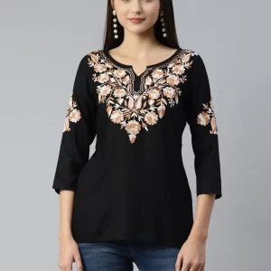 Heer Kashmiri Black Kurti