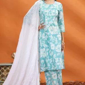 White Cotton Embroidered Dupatta