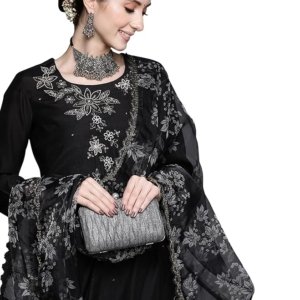 Women's Embroidered Viscose Straight Kurta with Pant & Dupatta Set