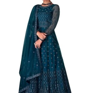Women's Net with Heavy Embroidery Work Long Anarkali Gown