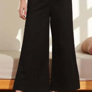 Schiffli Embroidered Pure Cotton Flared Palazzo Pants
