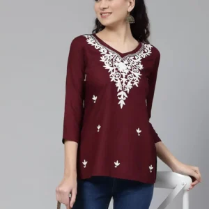 Falak Wine Short Kurti
